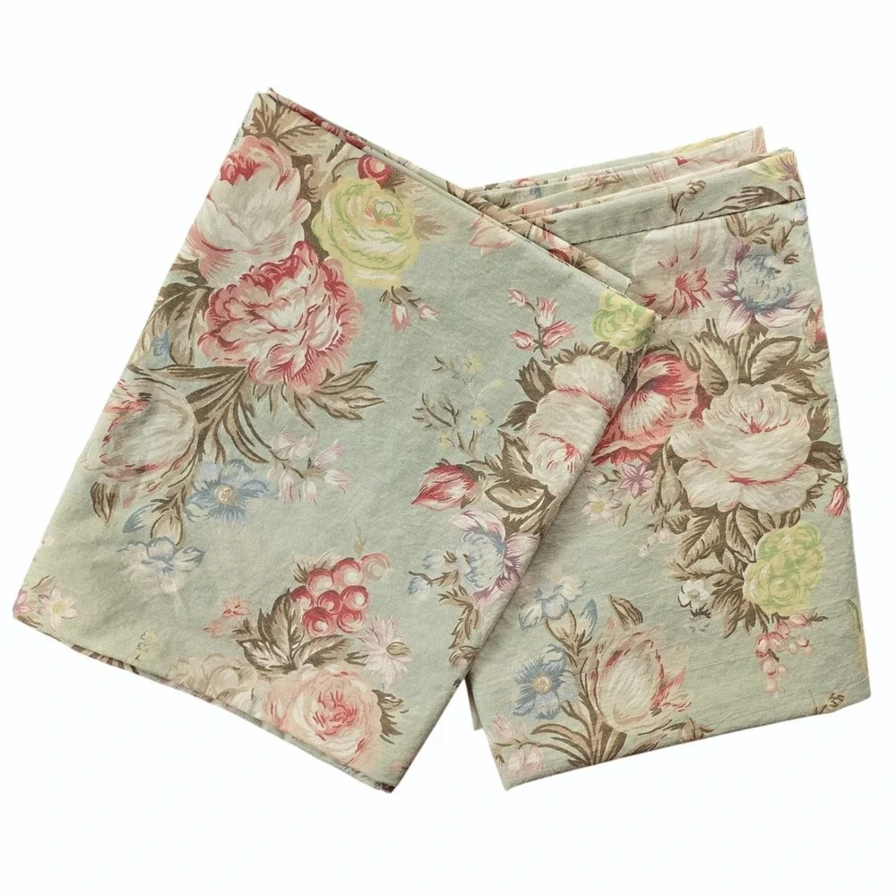 Vintage Ralph Lauren Charlotte Sage Green Floral Pillowcases Standard Set of 2
